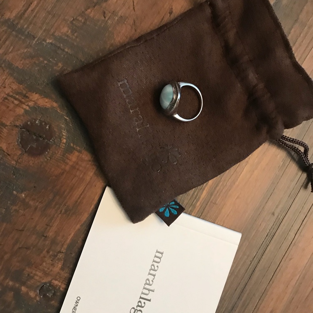 Marahlago Cushion Larimar, White Sapphire, Sterling Silver Women's Ring. Sz 6. - Picture 5 of 5